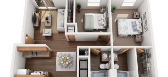 Two-Bedroom – Floor Plan A – Mountain Boulevard Apartment