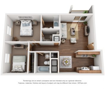 Two-Bedroom – Floor Plan B – Mountain Boulevard Apartment